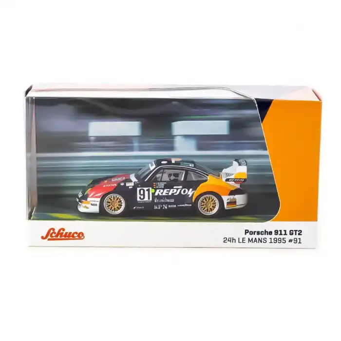 Tarmac Works X Schuco 1/64 Porsche 911 GT2 24h LE MANS 1995 #91 - COLLAB64