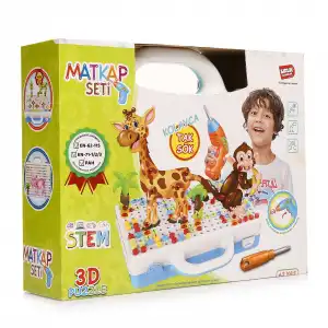 Birlik Oyuncak Eğitici Matkap Seti - Hayvanlar 3D Stem