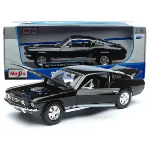 Maisto 1:18 1967 Ford Mustang GTA Fastback Diecast Model Araba Siyah - 31166