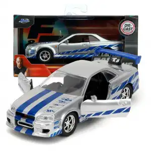 Jada 1:32 Fast & Furious Brians Nissan Skyline GT-R (R34) - Gümüş/Mavi - 24075