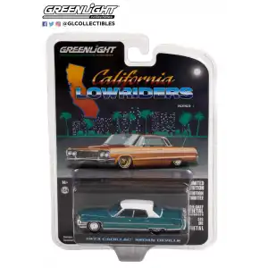 Greenlight 1/64 California Lowriders Series 1 - 1973 Cadillac Sedan deVille - Teal with White Roof Solid Pack 63010-F