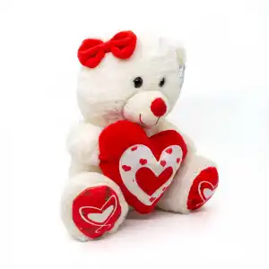 Halley Oyuncak Kırmızı Tokalı ve Kalpli Peluş Ayı, 30cm, 62255