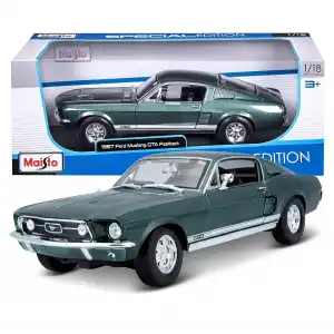 Maisto 1:18 1967 Ford Mustang GTA Fastback Diecast Model Araba Yeşil - 31166