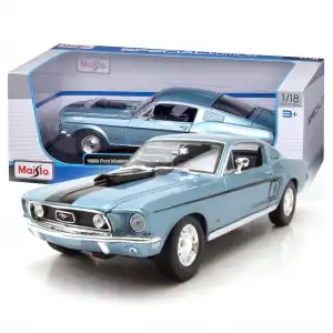 Maisto 1:18 1968 Ford Mustang GT Cobra Jet Diecast Model Araba Mavi - 31167