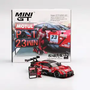 Mini GT 1/64 Nissan GT-R NISMO #23 MOTUL AUTECH GT-R 2021 SUPER GT SERIES Suzuka winner W/ Matsuda Figure Tsugio Matsuda Collection No.2 - MGT00875