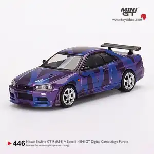 Mini GT Nissan Skyline GT-R (R34) V-Spec II MINI GT Digital Camouflage Purple - MGT00446