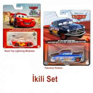 Pixar Cars - Road Trip Lighting McQueen ve Dirt Track Fabulous Hudson Hornet, DXV29-DXV70