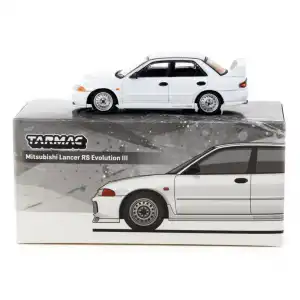 Tarmac Works 1/64 Mitsubishi Lancer RS Evolution III White - Lamley Special Edition - GLOBAL64 T64G-050-RS