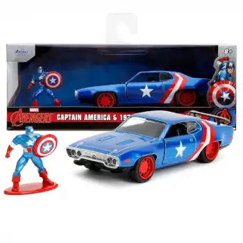 Jada Marvel Avengers 1:32 Diecast 1972 Plymouth GTX ve Captain America Figür