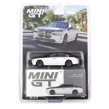 [Ön Satış] Mini GT 1/64 BMW i7 xDrive60 Alpine White / Black Sapphire MGT00959-BL