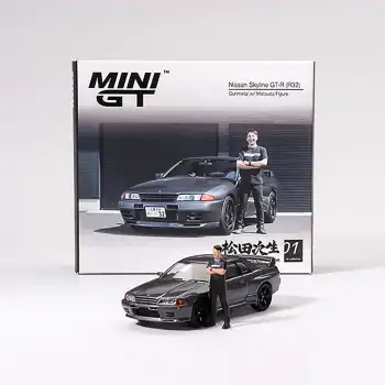 [Ön Satış]  Mini GT 1/64 Nissan Skyline GT-R (R32)Gunmetal W/ Matsuda Figure Tsugio Matsuda Collection - MGT00869