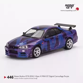 Mini GT Nissan Skyline GT-R (R34) V-Spec II MINI GT Digital Camouflage Purple - MGT00446