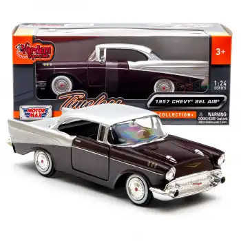 Motor Max 1:24 1957 Chevy Bel Air Mor Krom - 73228