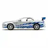 Jada 1:32 Fast & Furious Brians Nissan Skyline GT-R (R34) - Gümüş/Mavi - 24075