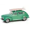 Greenlight 1:64 1946 Ford Fordor Super Deluxe Green Metallic with White Interior and Roof Rack with Surfboards 97160-A