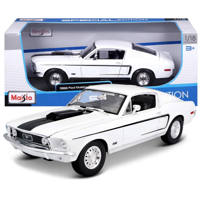 Maisto 1:18 1968 Ford Mustang GT Cobra Jet Diecast Model Araba