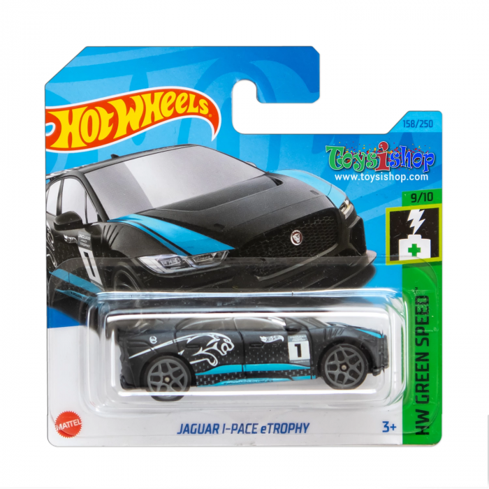 Hot Wheels Jaguar I-Pace ETrophy – HW Green Speed Serie, Short Card, Schwarz (Mattel 2023)