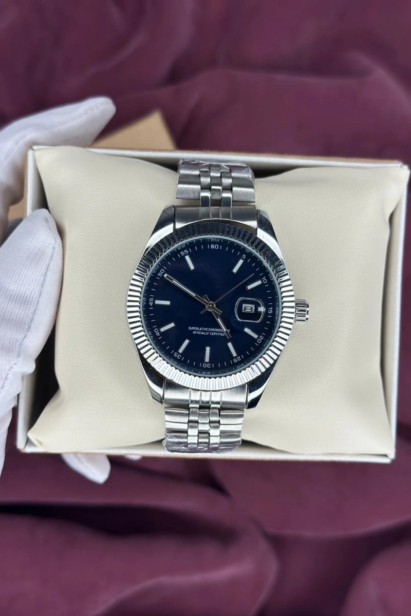 LACİVERT FLUTED BEZEL OTOMATİK ERKEK KOL SAATİ