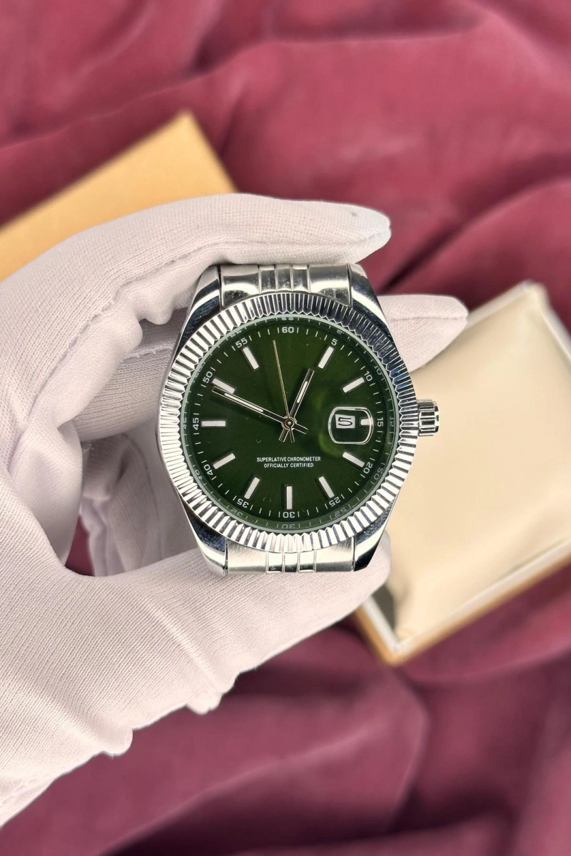 YEŞİL FLUTED BEZEL OTOMATİK ERKEK KOL SAATİ