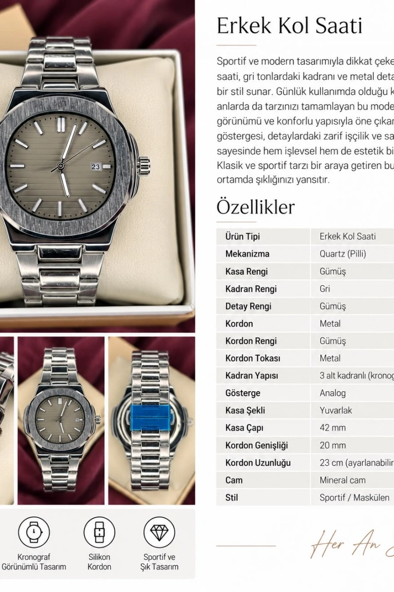 PATEK PHİLİPPE SÜT KAHVESİ KADRAN ERKEK KOL SAATİ