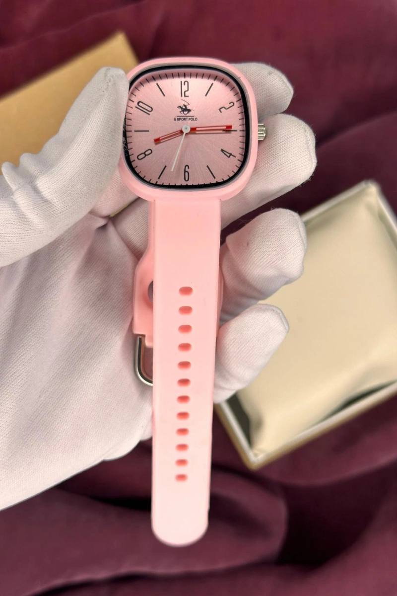 PEMBE KARE KADRAN KADIN KOL SAATİ