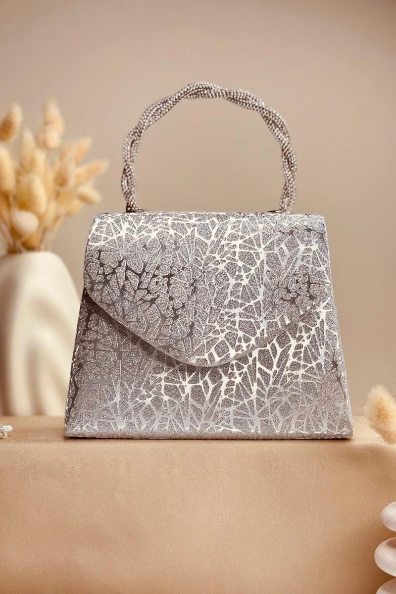 ELORA MOZAİK DESEN GÜMÜŞ SİMLİ ÇANTA