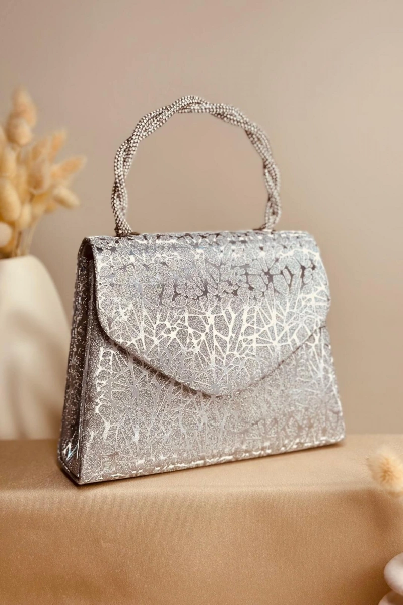 ELORA MOZAİK DESEN GÜMÜŞ SİMLİ ÇANTA