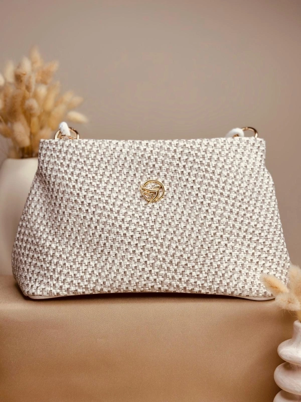 LİNA HASIR KIRIK BEYAZ ÇANTA