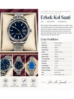 LACİVERT FLUTED BEZEL OTOMATİK ERKEK KOL SAATİ