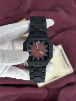 ANALOG KEMİK KORDON SİYAH-BORDO KOL SAATİ
