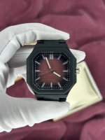 ANALOG KEMİK KORDON SİYAH-BORDO KOL SAATİ