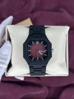 ANALOG KEMİK KORDON SİYAH-BORDO KOL SAATİ