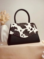 ELORA COW PRİNT DESEN SİYAH ÇANTA