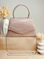 ELORA LİORA DALGA DESENLİ PUDRA ROSE GOLD SİMLİ ÇANTA