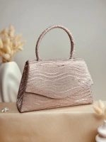 ELORA LİORA DALGA DESENLİ PUDRA ROSE GOLD SİMLİ ÇANTA