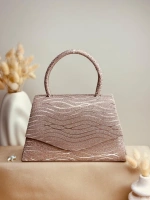 ELORA LİORA DALGA DESENLİ PUDRA ROSE GOLD SİMLİ ÇANTA