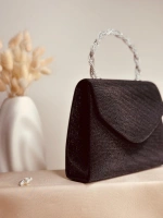 ELORA LUREX DOKULU SİMLİ SİYAH ÇANTA