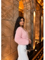PEMBE SAKALLI GOLD DÜĞMELİ V YAKA TRİKO