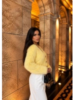 SARI SAKALLI GOLD DÜĞMELİ V YAKA TRİKO