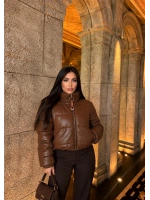 TABA MAT PARLAK DERİ ŞİŞME MONT