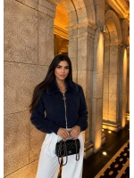 YAKA KÜRK DETAYLI LACİVERT TRİKO CEKET&HIRKA