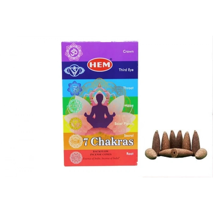 Hem 7 Çakra Geri Akış Konik Tütsü 10 Adet