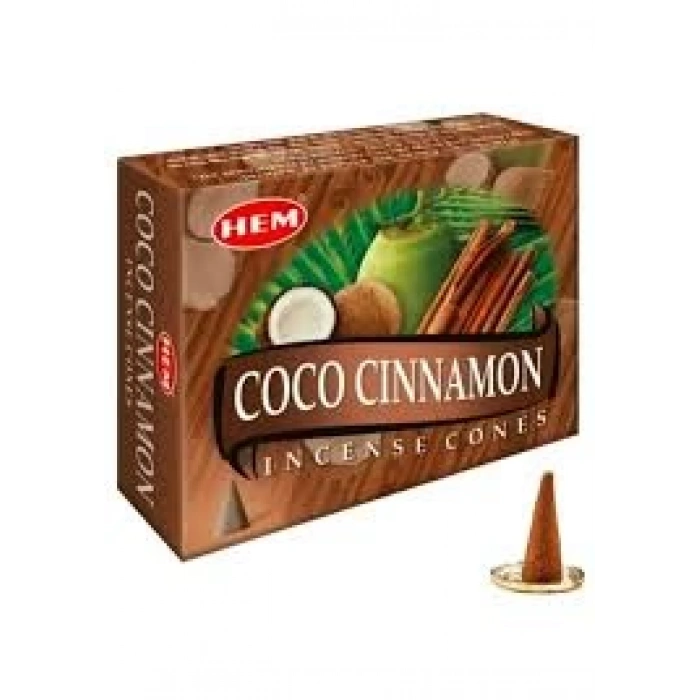 Hem Coconut Cinnamon (Hindistan Cevizi-Tarçın)Konik Tütsü 10’lu Paket