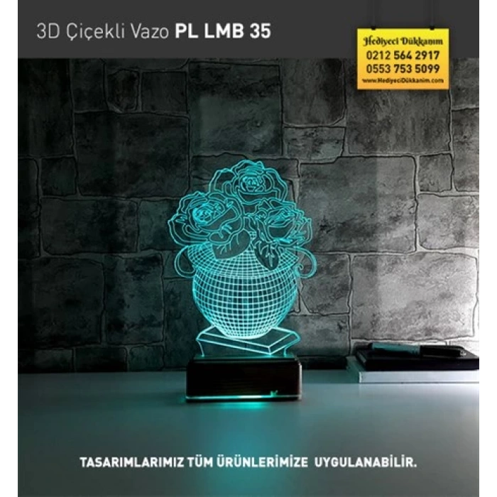 3D Çiçekli Vazo PL LMB 35