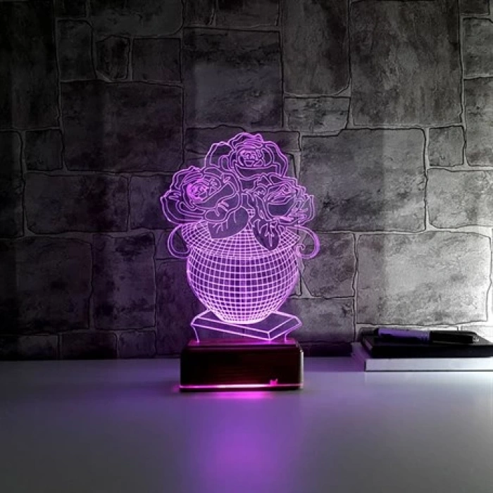 3D Çiçekli Vazo PL LMB 35