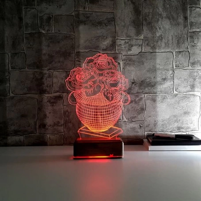 3D Çiçekli Vazo PL LMB 35