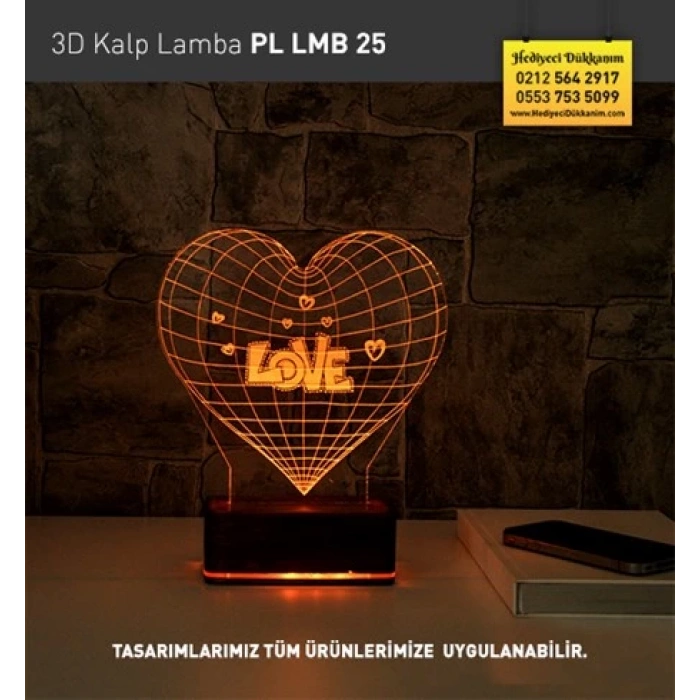 3D Kalp Led Lamba PL LMB 25