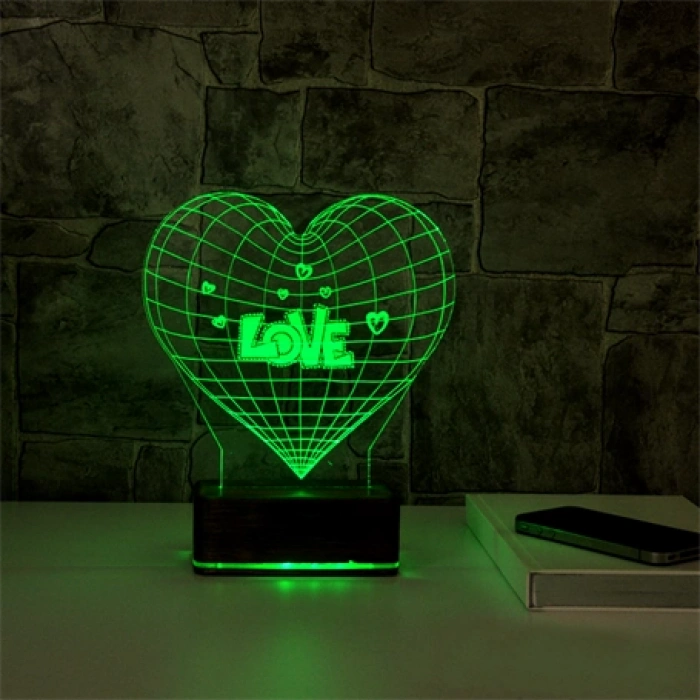 3D Kalp Led Lamba PL LMB 25