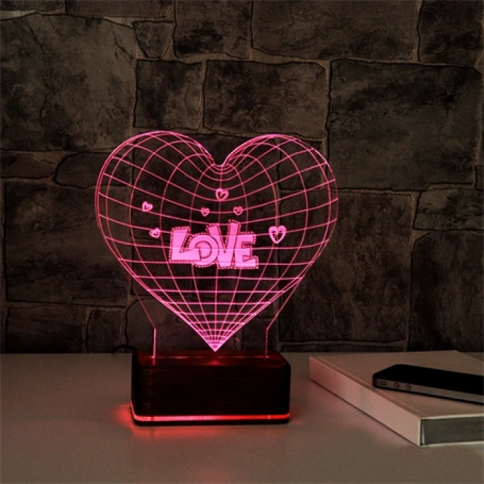 3D Kalp Led Lamba PL LMB 25