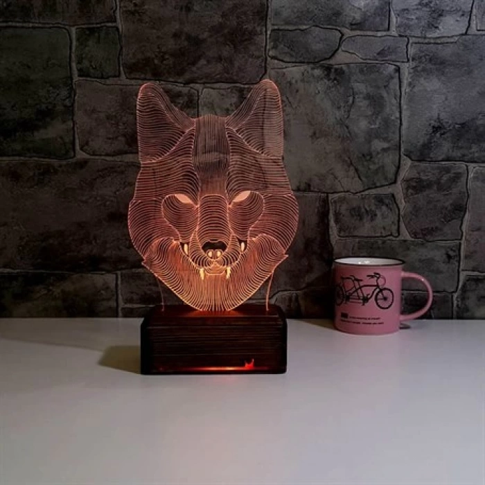 3D Kurt Kafası Led Lamba PL LMB 39